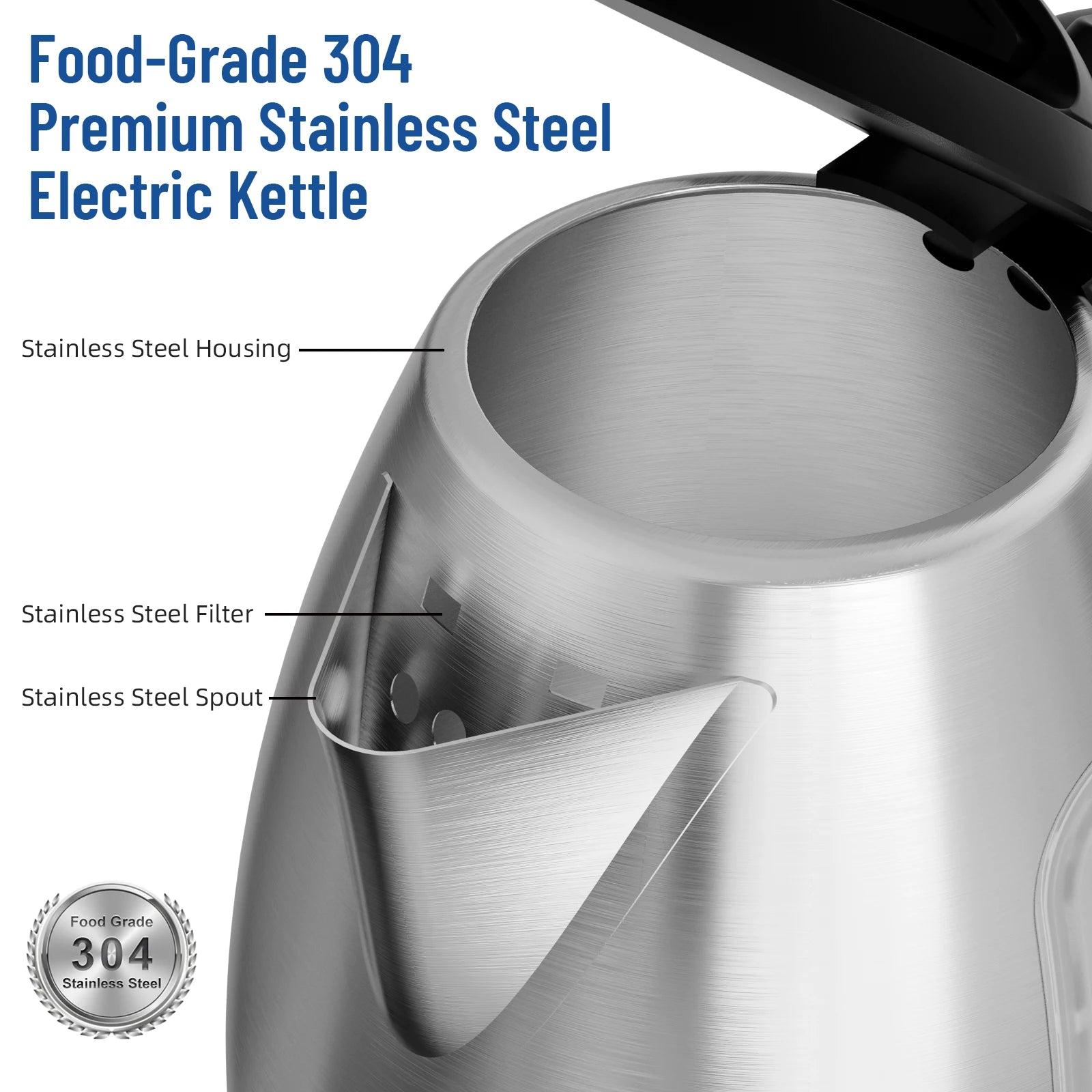 Electric Stainless Steel 1.8 Liter Tea Kettle