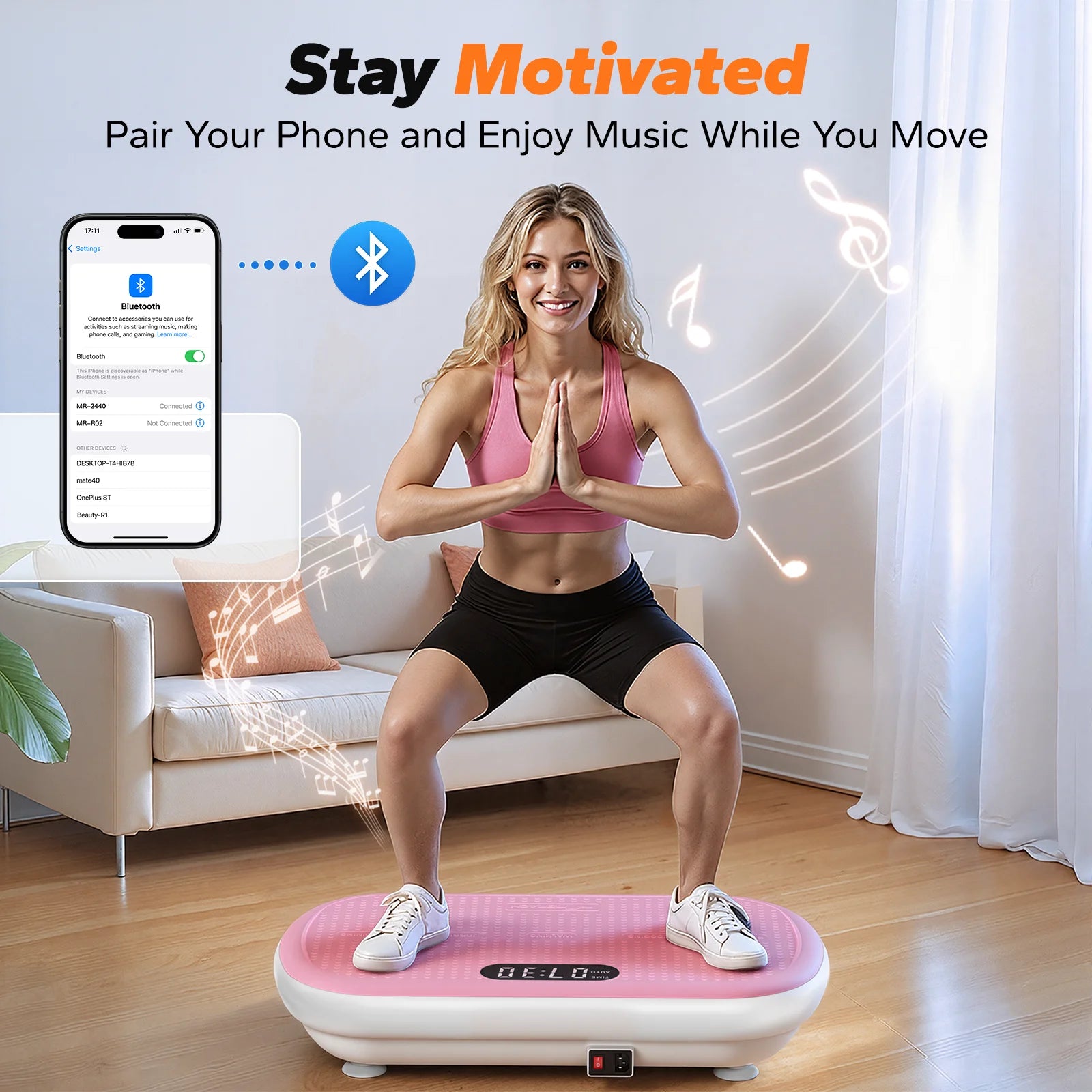MERACH Vibration Plate Exercise Machine Bluetooth and Silicone Pedal Automatic Sensing for Lymphatic Drainage or Weight Loss Fit