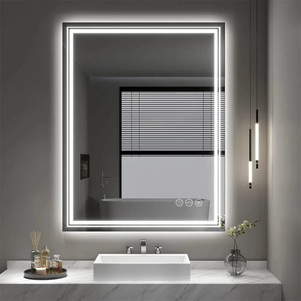 LED Front Backlit Dimmable Vanity Wall Mirror HD Anti-fog