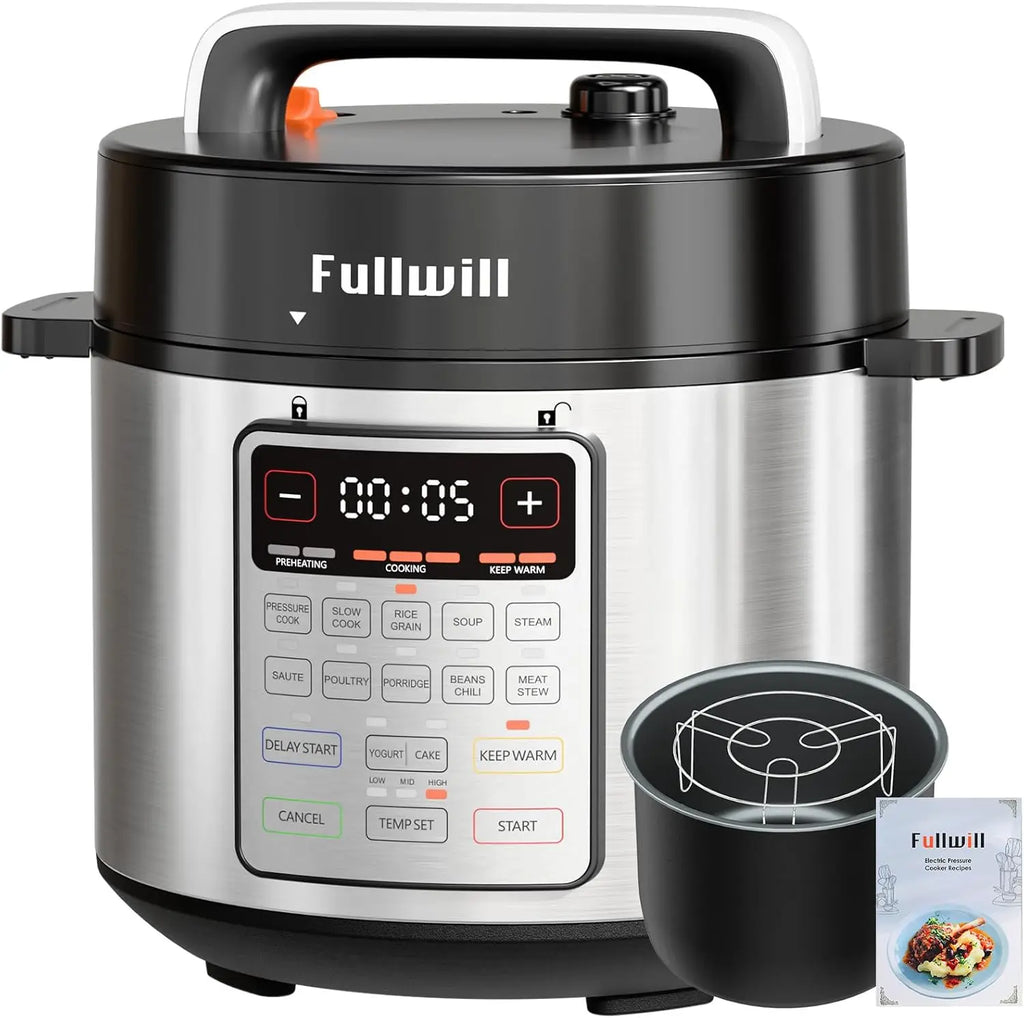 9-in-1 Electric Pressure Cooker, 12 Presets Multi Cooker, 6 Quart Nonstick Pot (2025 Upgraded)