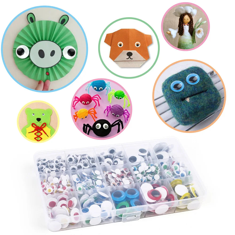 1100pcs Self-adhesive Googly Wiggle Eyes for DIY Scrapbooking Crafts.