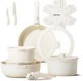 17-Piece Nonstick Cookware Set with Detachable Handle, Induction Safe, Oven Safe, PFAS/PFOA Free in Beige