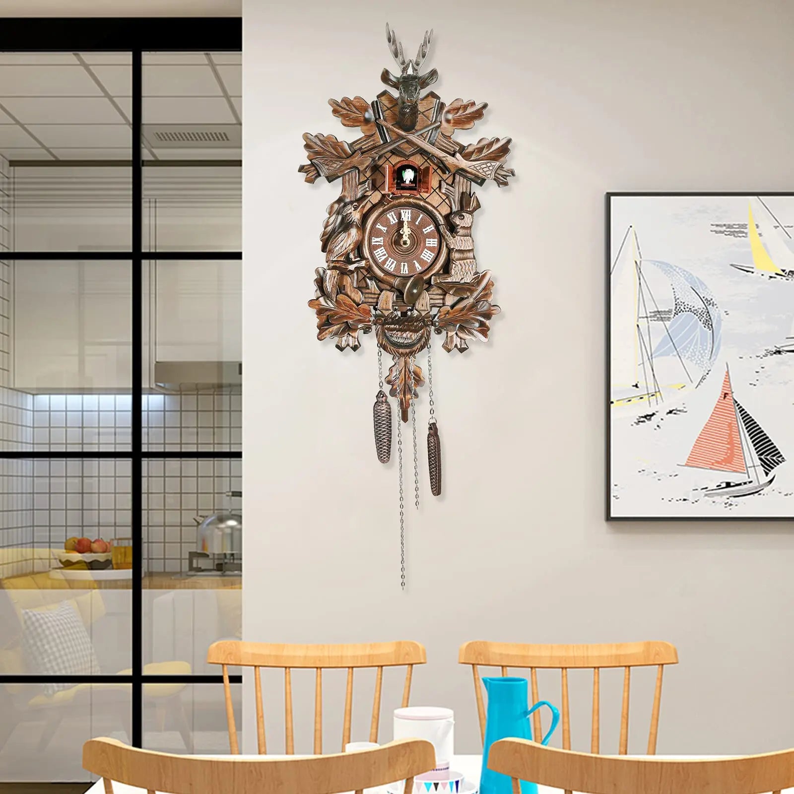 Cuckoo Wall Clock, German Traditional Black Forest Cuckoo Clock Style Cuckoo Clock for Living Room, Bedroom, Study, Office, Gift