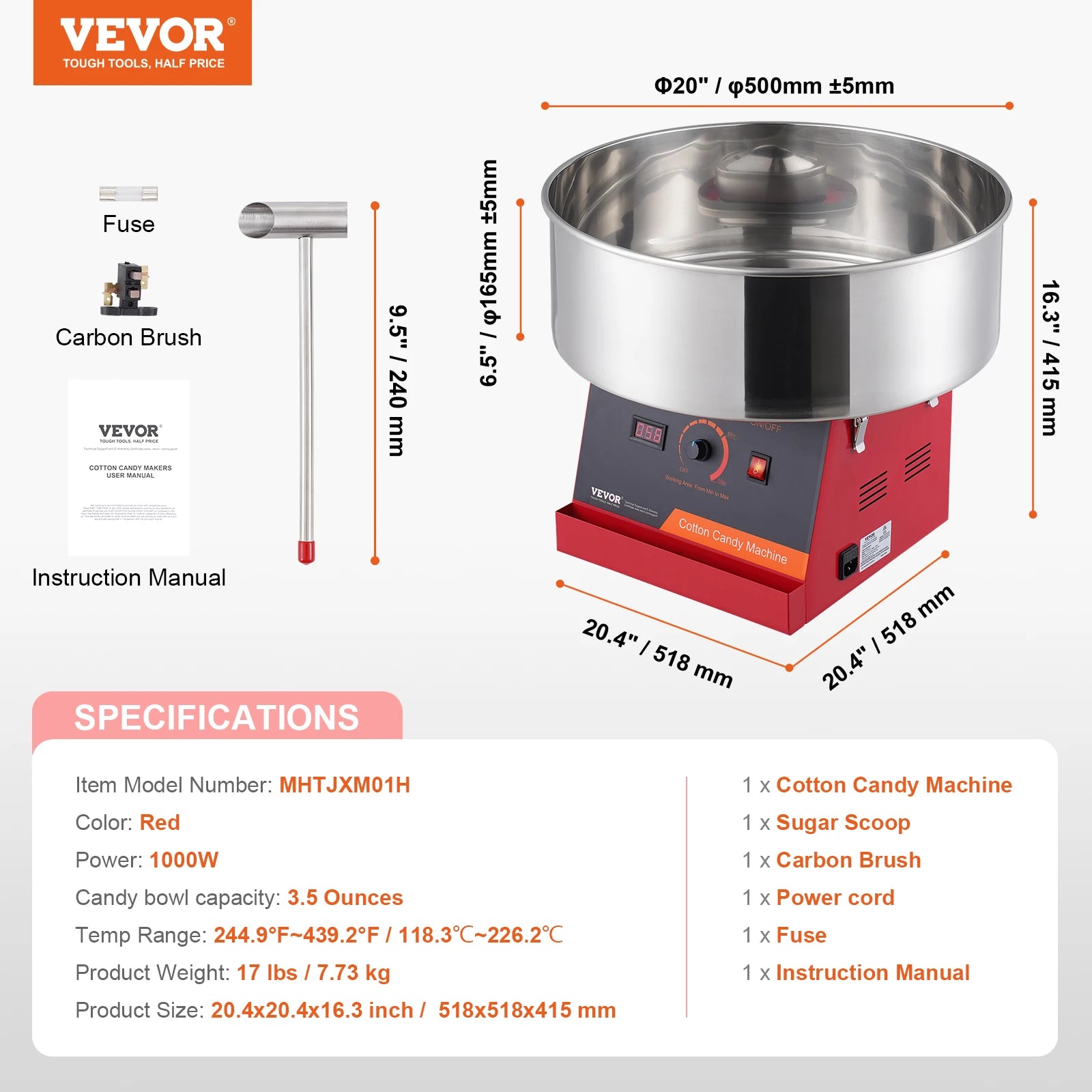 Electric Cotton Candy Machine 1000W Candy Floss Maker Commercial Cotton Candy Machine Stainless Steel Bowl Sugar Scoop