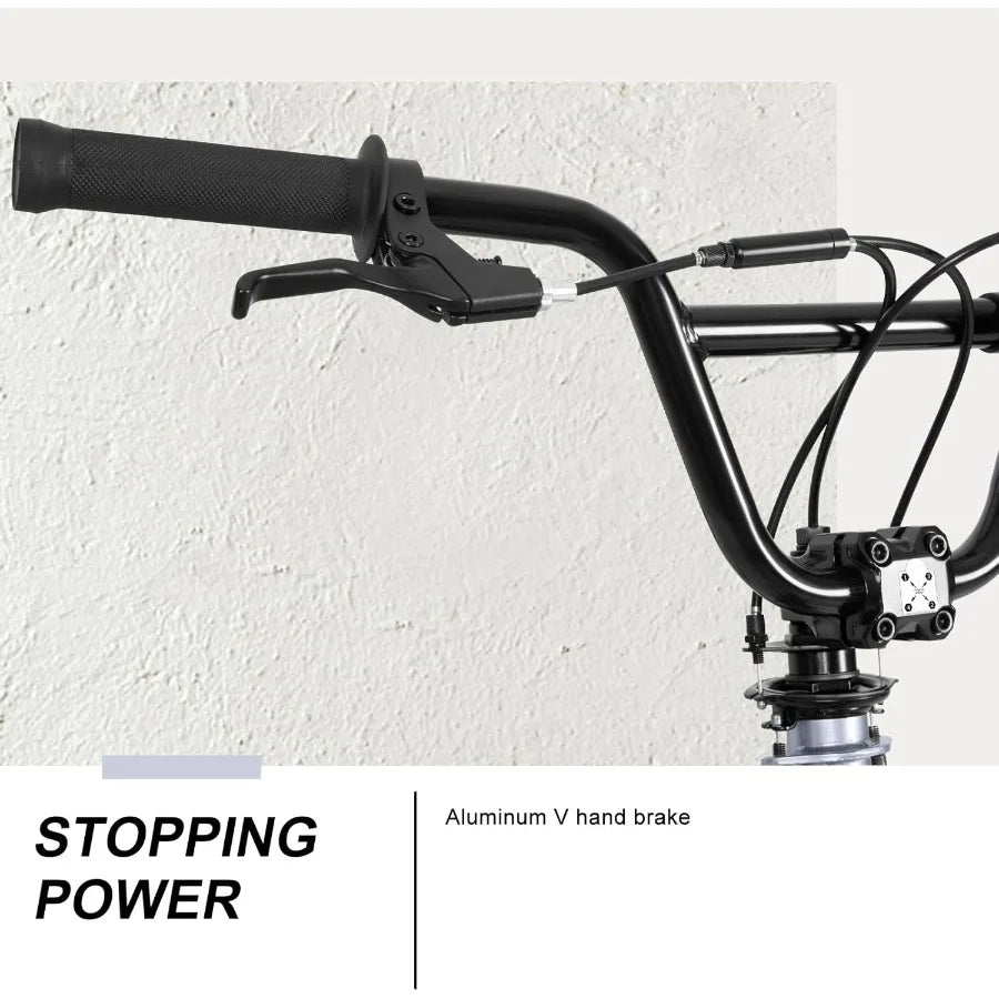 20 inch Freestyle BMX Bike Hi-Ten Steel Frame 360 Degree Rotor Freestyle 4 Pegs Single Speed Teen Bike