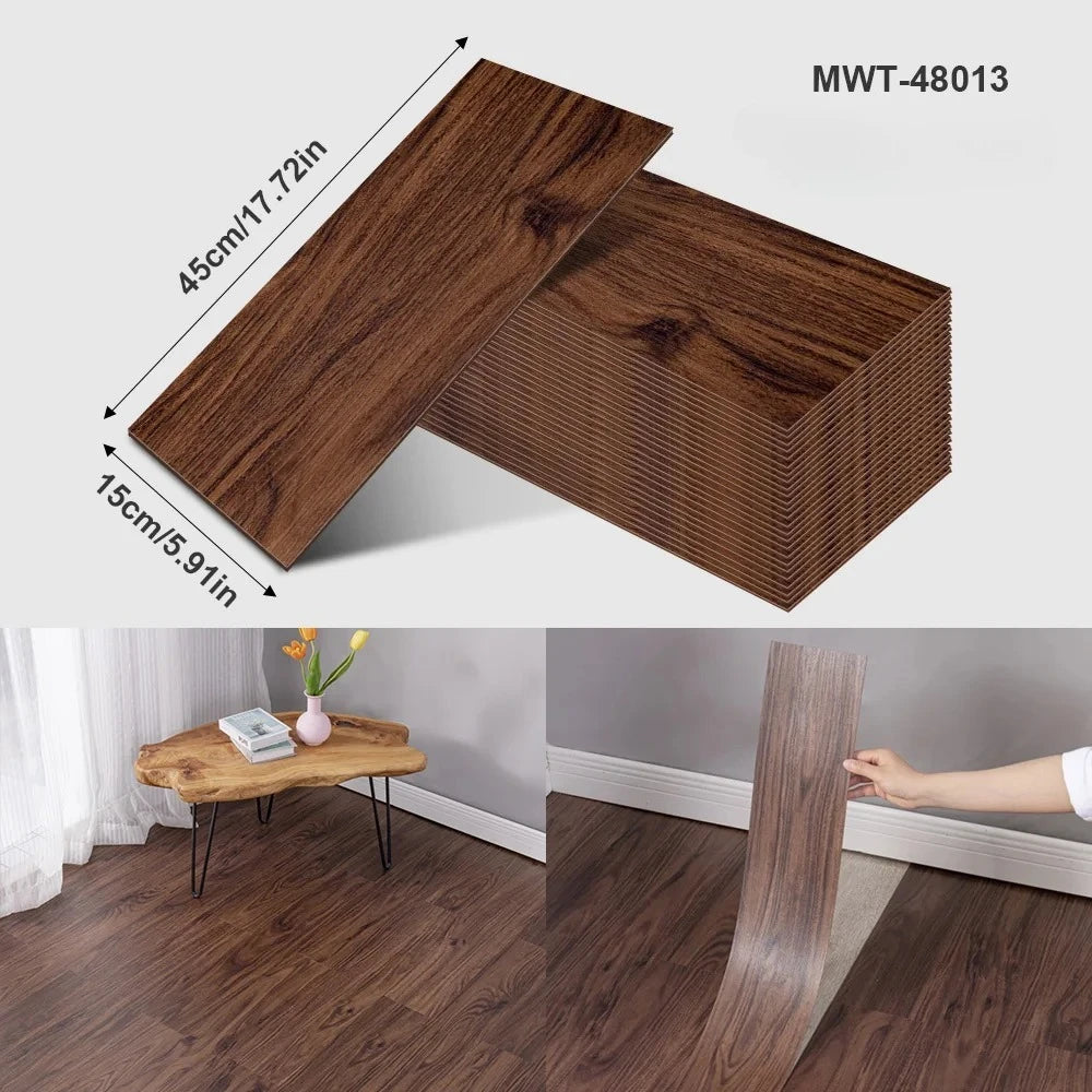Thicken Wood Grain Floor Sticker Industrial Cement PVC Vinyl Floor Sticker Self-adhesive Waterproof Tile Sticker Home Decor