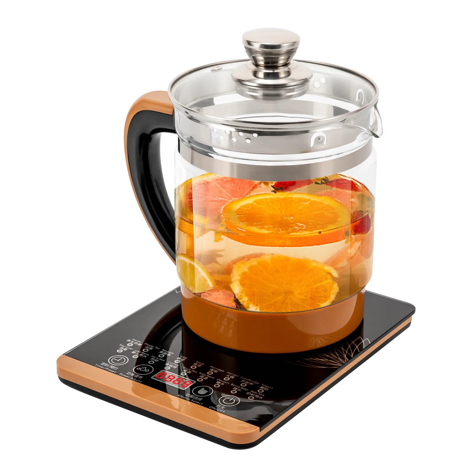 1.8L Electric Glass Kettle for Home Office Tea Maker with Removable Infuser 18 Modes Keep Warm 800W