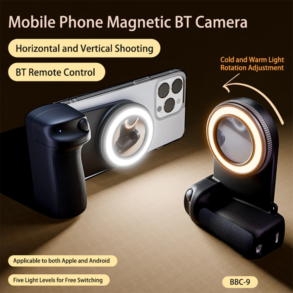 Camera Handle Grip Selfie Stablizer with Fill Light & Reflective Mirror.