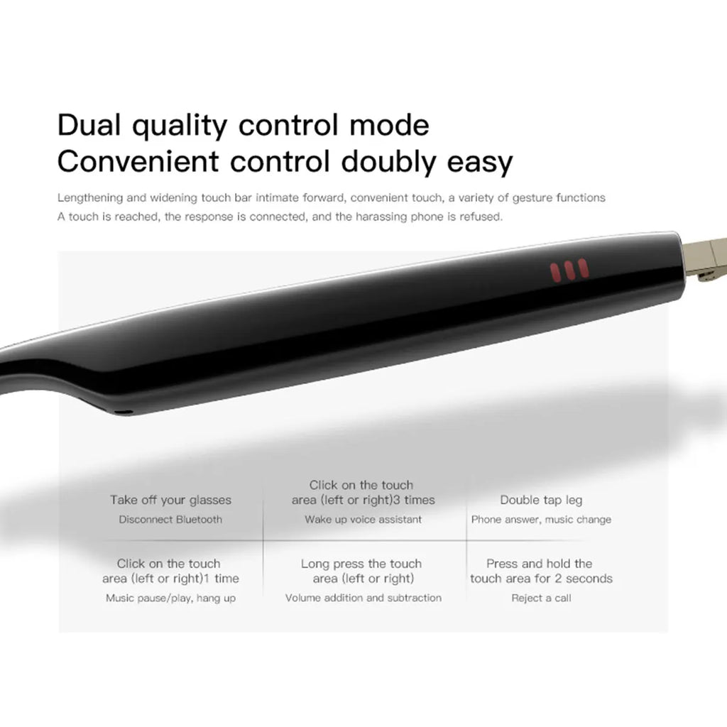 New smart glasses with built-in microphone and speaker.