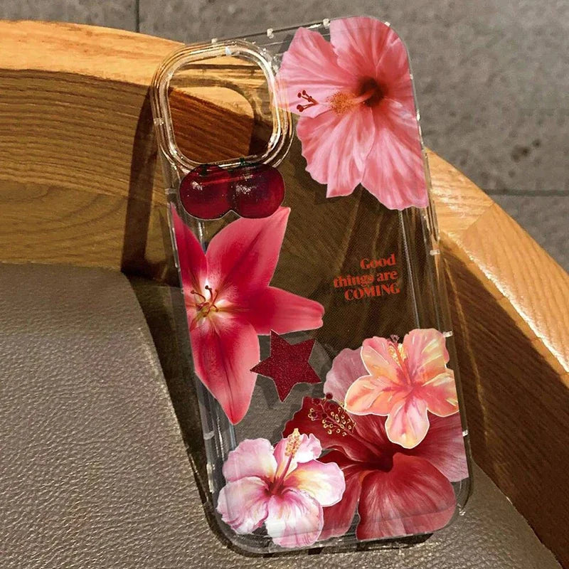 Flowers Lily Hibiscus Pattern Clear Case.