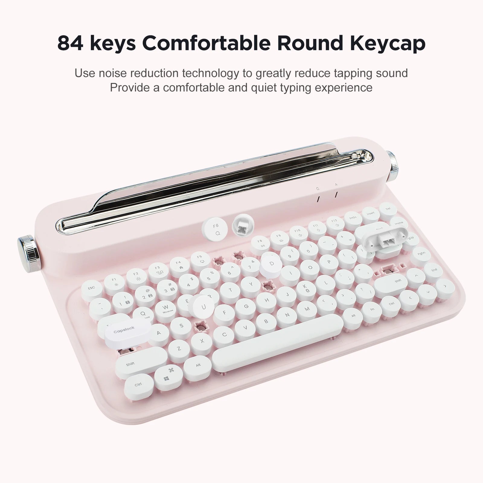 Retro Typewriter Aesthetic Keyboard, 75% Compact Wireless Keyboard with Integrated Stand for Multi-Device