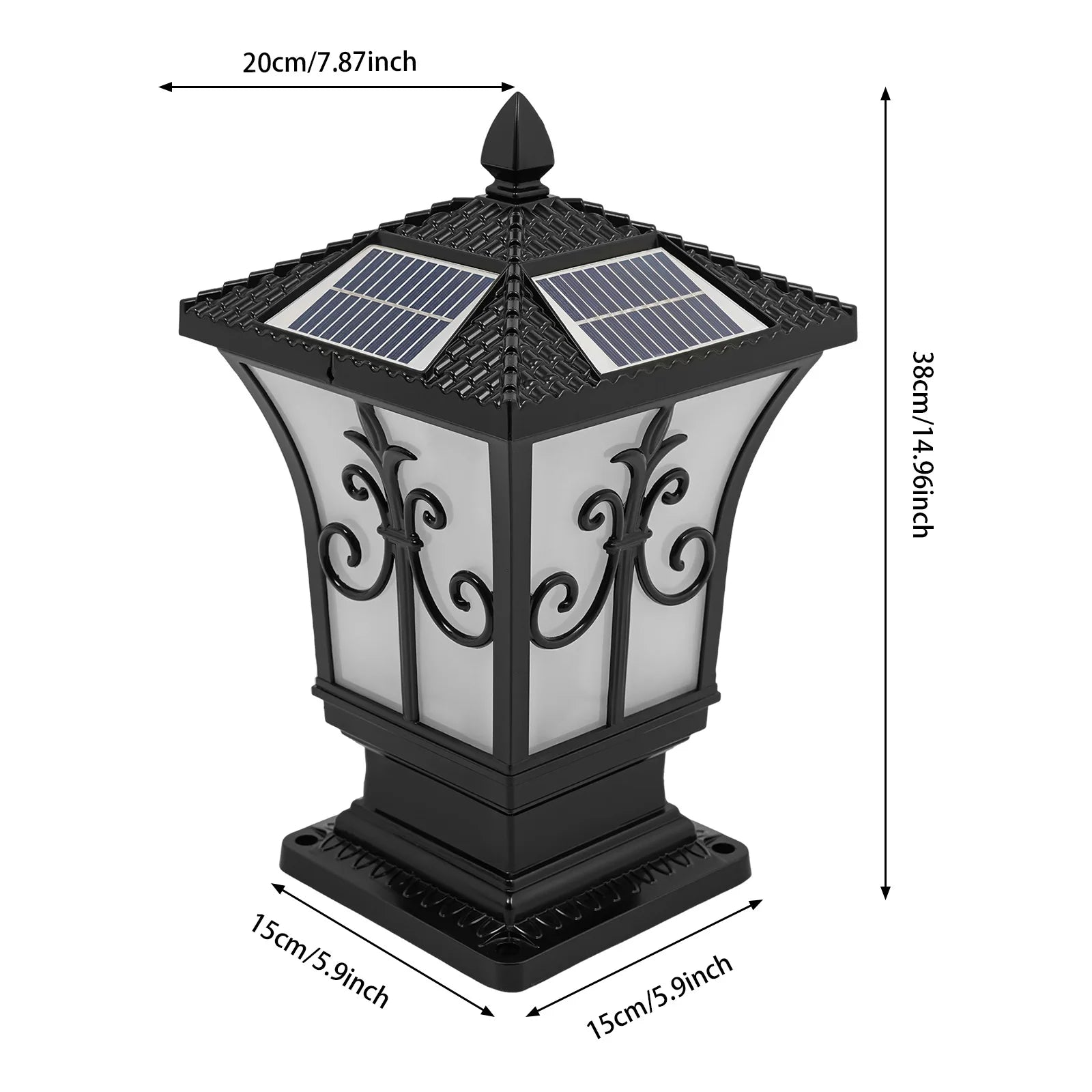 Remote control Outdoor Solar Powered Electric Supply Pillar Light.
