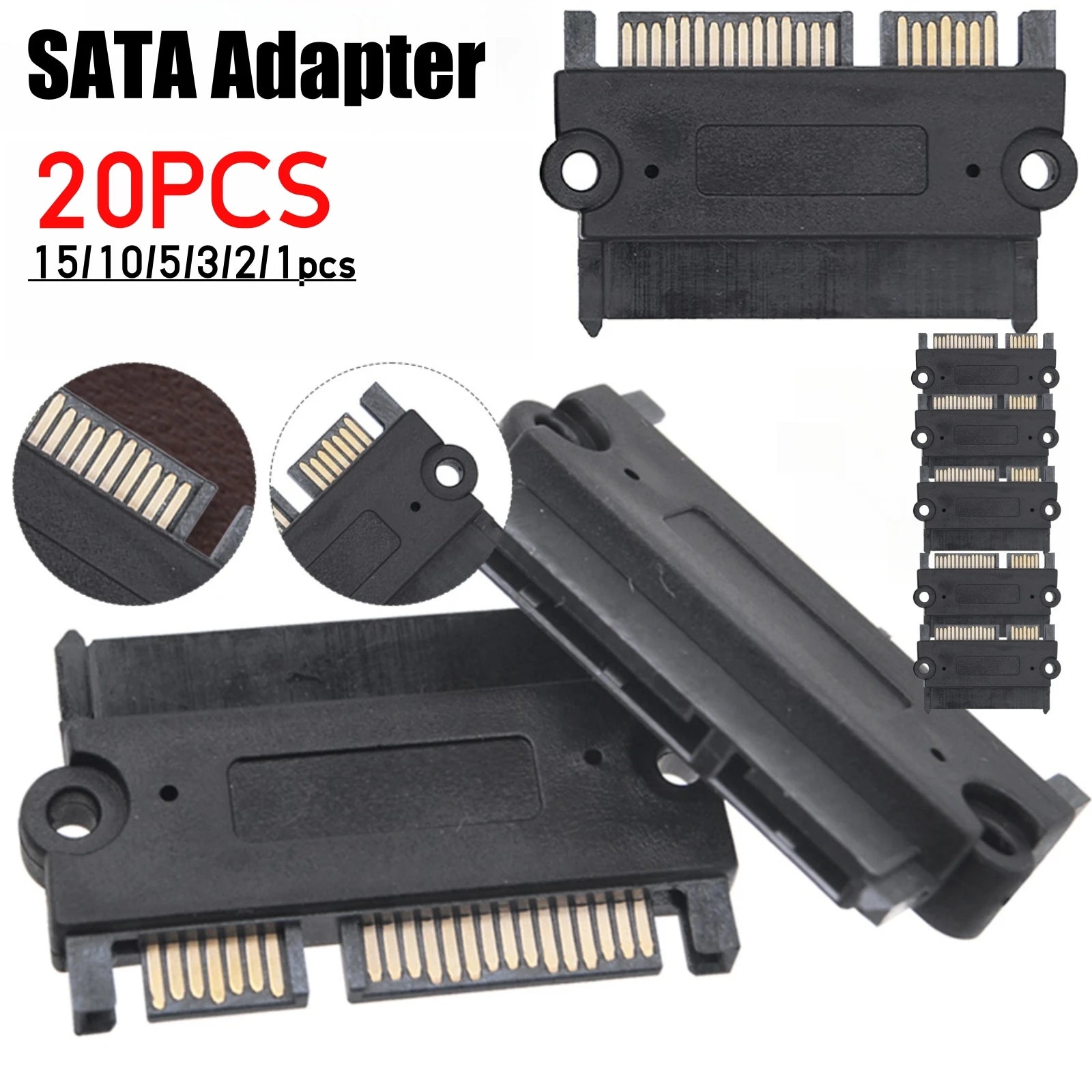 1-20PCS SATA Male To Female Power Data Converter 22Pin 7+15 Male To Female SATA To SATA Converter SATA To SATA Adapter