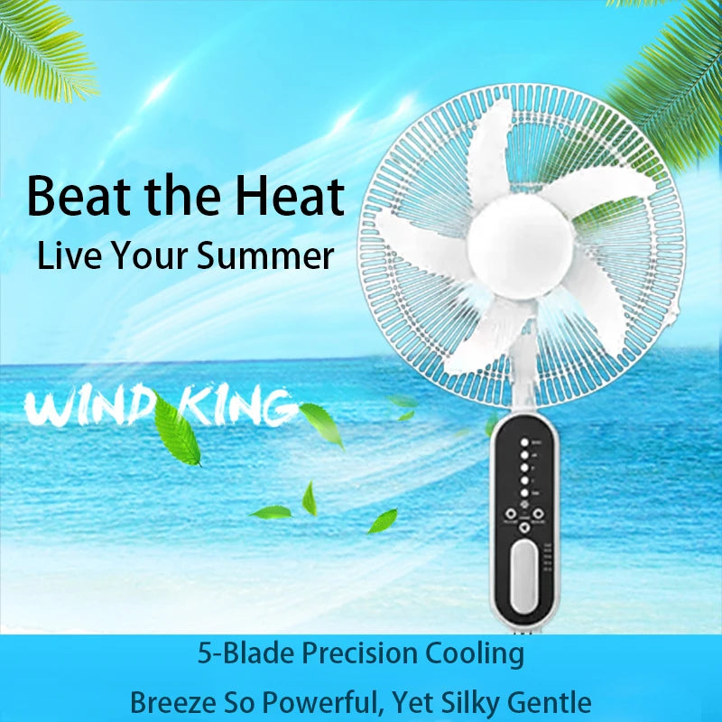 Solar rechargeable fan with solar panel, 2 bulbs, remote control function, 9 wind speeds