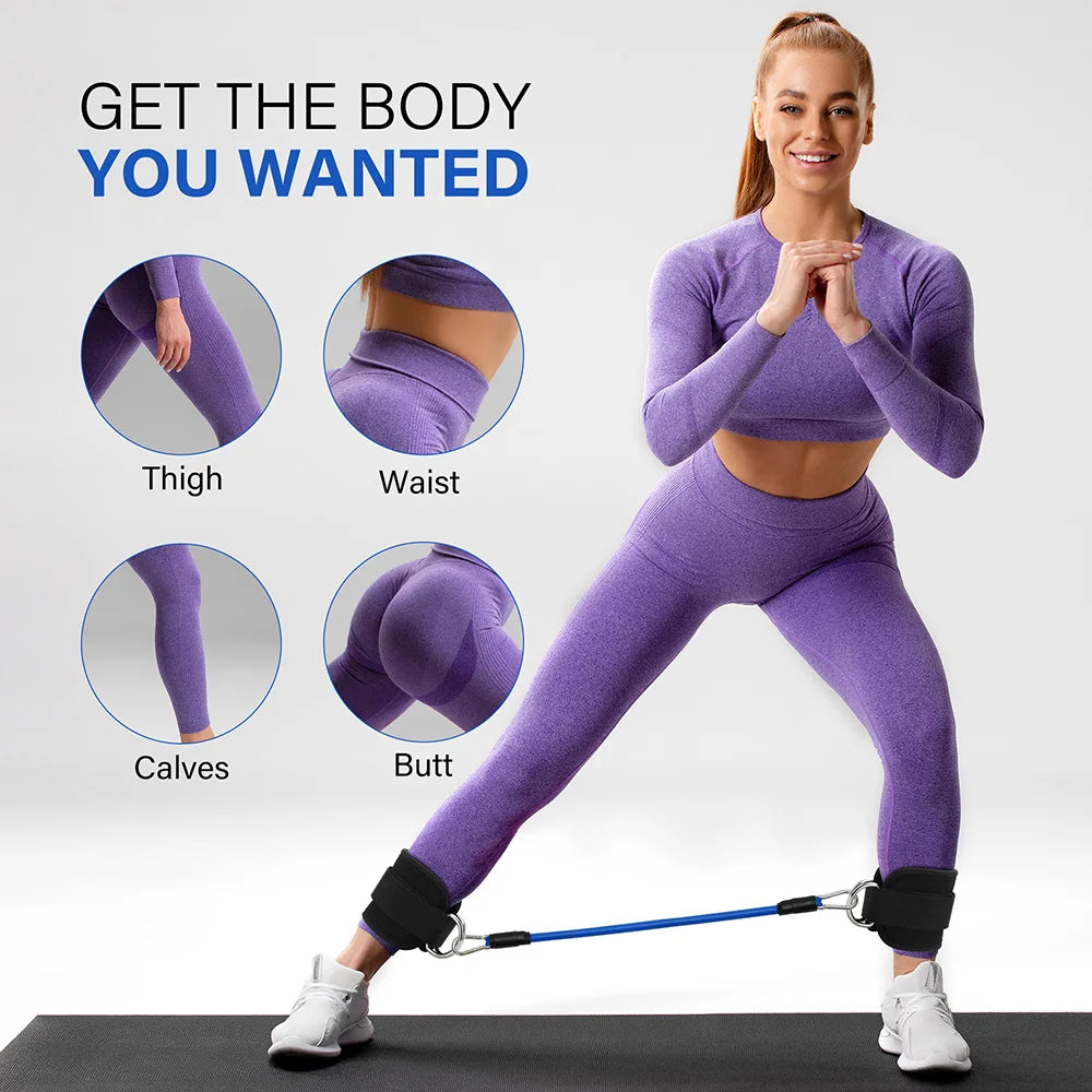 TPE Resistance Bands Ankle Straps Fitness Set D-Ring Support Ankle Cuffs Yoga Gym Equipment.