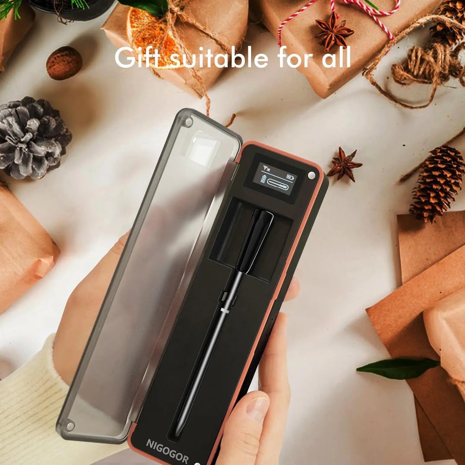 Wireless Meat Thermometer with Bluetooth, Dual Sensors for BBQ Grill Smoker, iOS Android App Monitoring