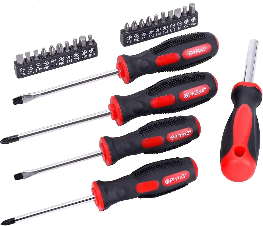 215-Piece Home Repair Tool Set with 12-Inch Storage Bag, Household Hand Kit in Red