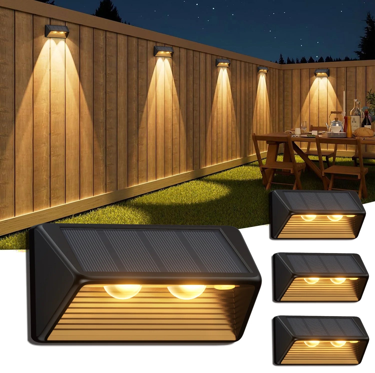 4/8/12-Pack Solar Fence/Step Lights.