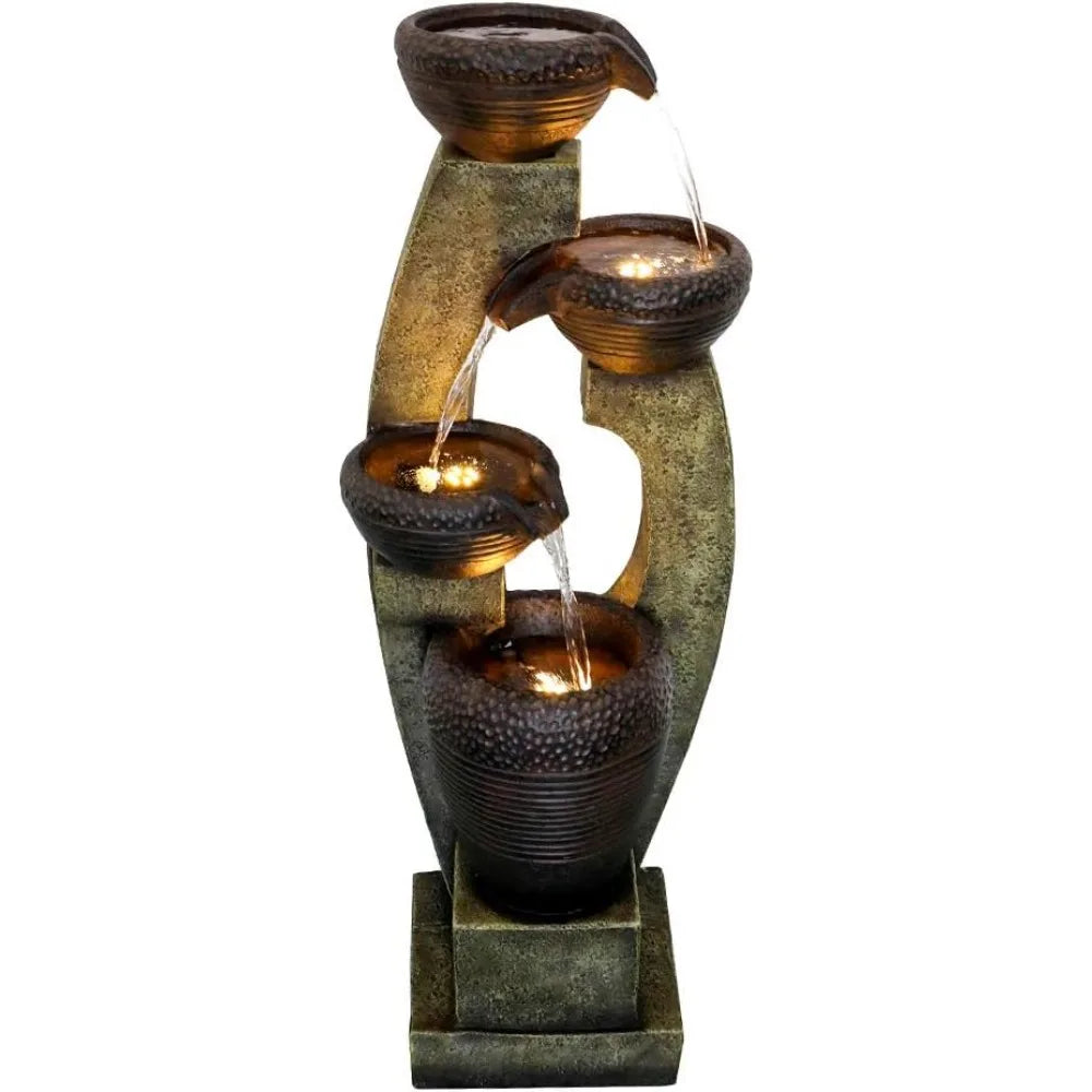 40” Outdoor Garden Fountains With Contemporary Design & led Lights.