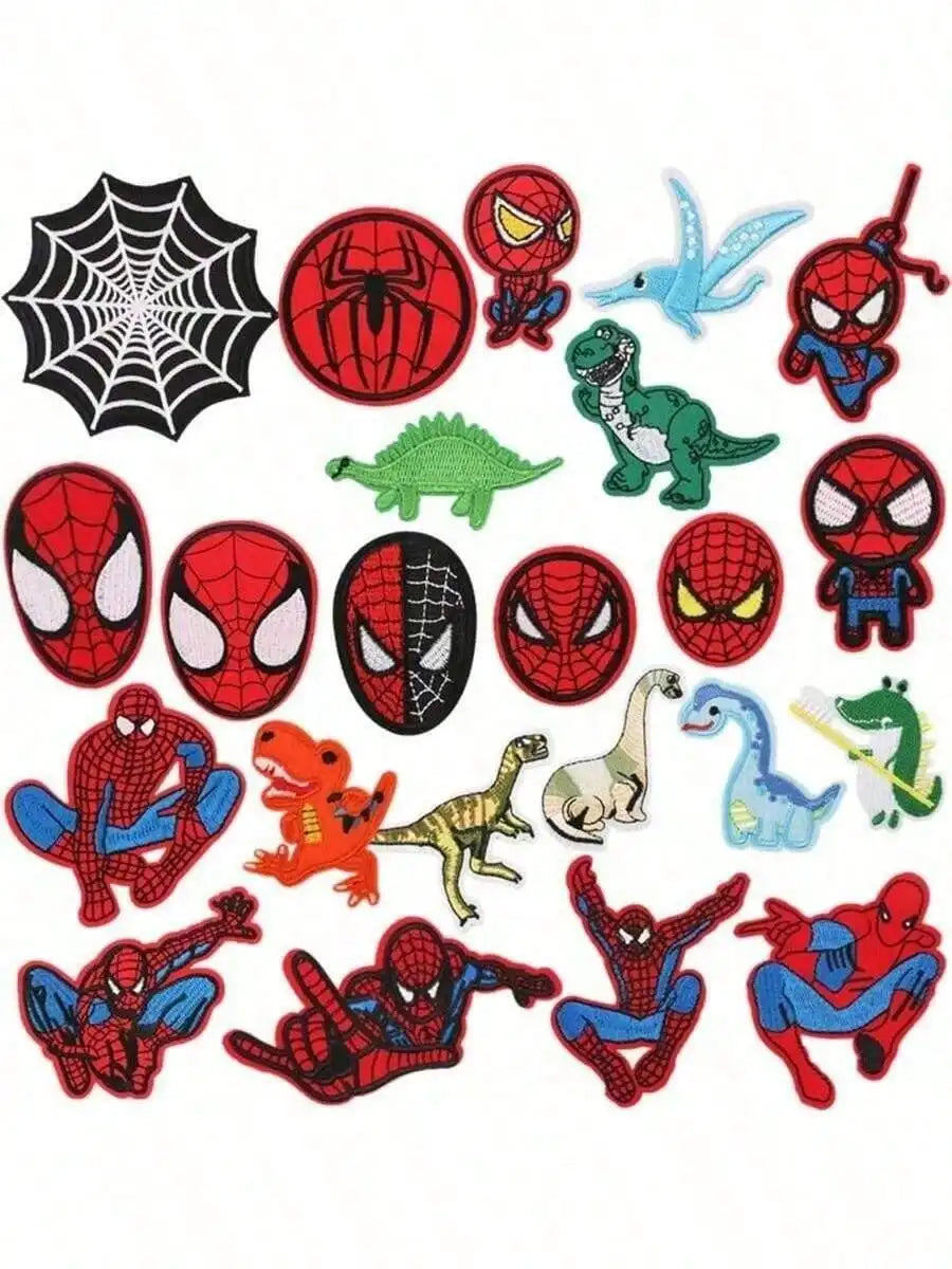 15/23/24pcs Marvel's Spider - Man Iron-On/Sew-On Embroidered Patches.