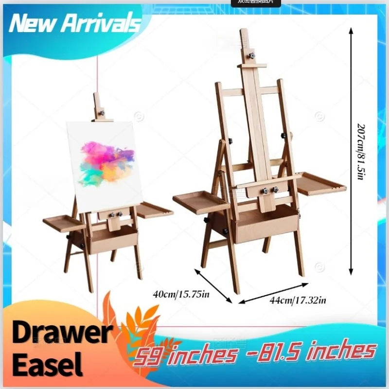 Multifunctional Easel with Drawer Tray Foldable Adjustable Height Flat Easel Drawing Board Easel for Children Sketch Oil Paintin