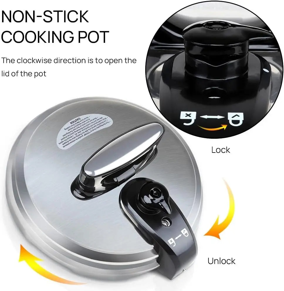 9-in-1 Electric Pressure Cooker, 6QT Multi-Functional Pot with Non-Stick Coating for Fast Cooking