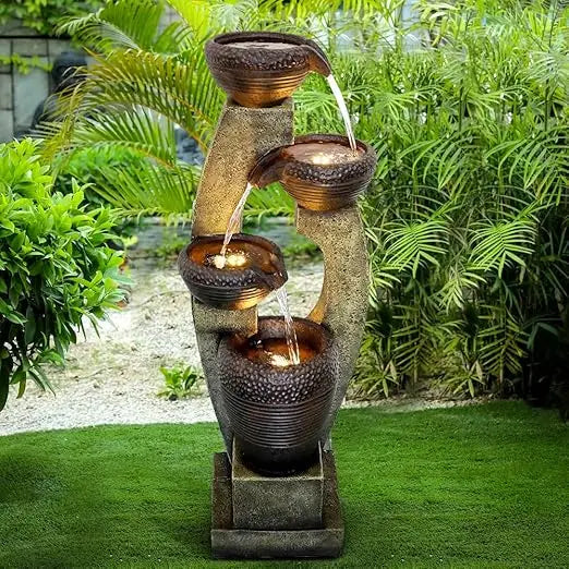 40” Outdoor Garden Fountains With Contemporary Design & led Lights.