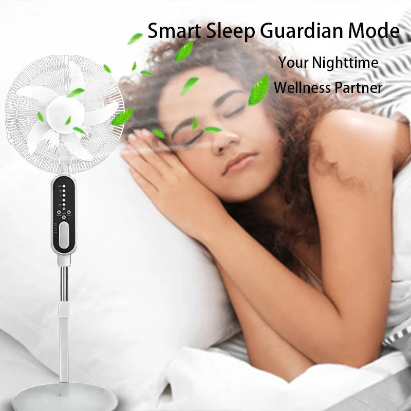 Solar rechargeable fan with solar panel, 2 bulbs, remote control function, 9 wind speeds