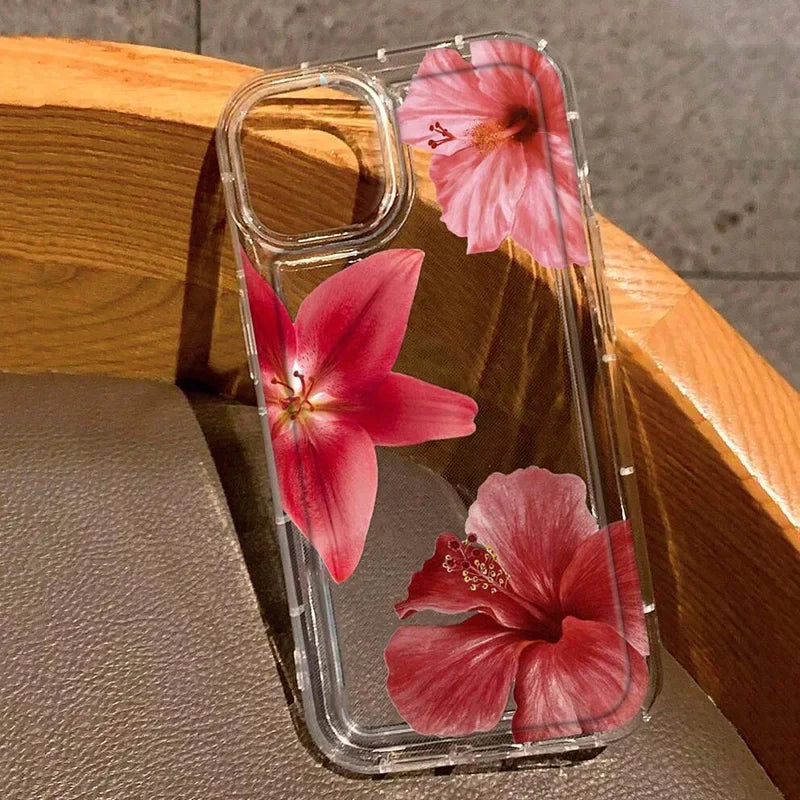 Flowers Lily Hibiscus Pattern Clear Case.