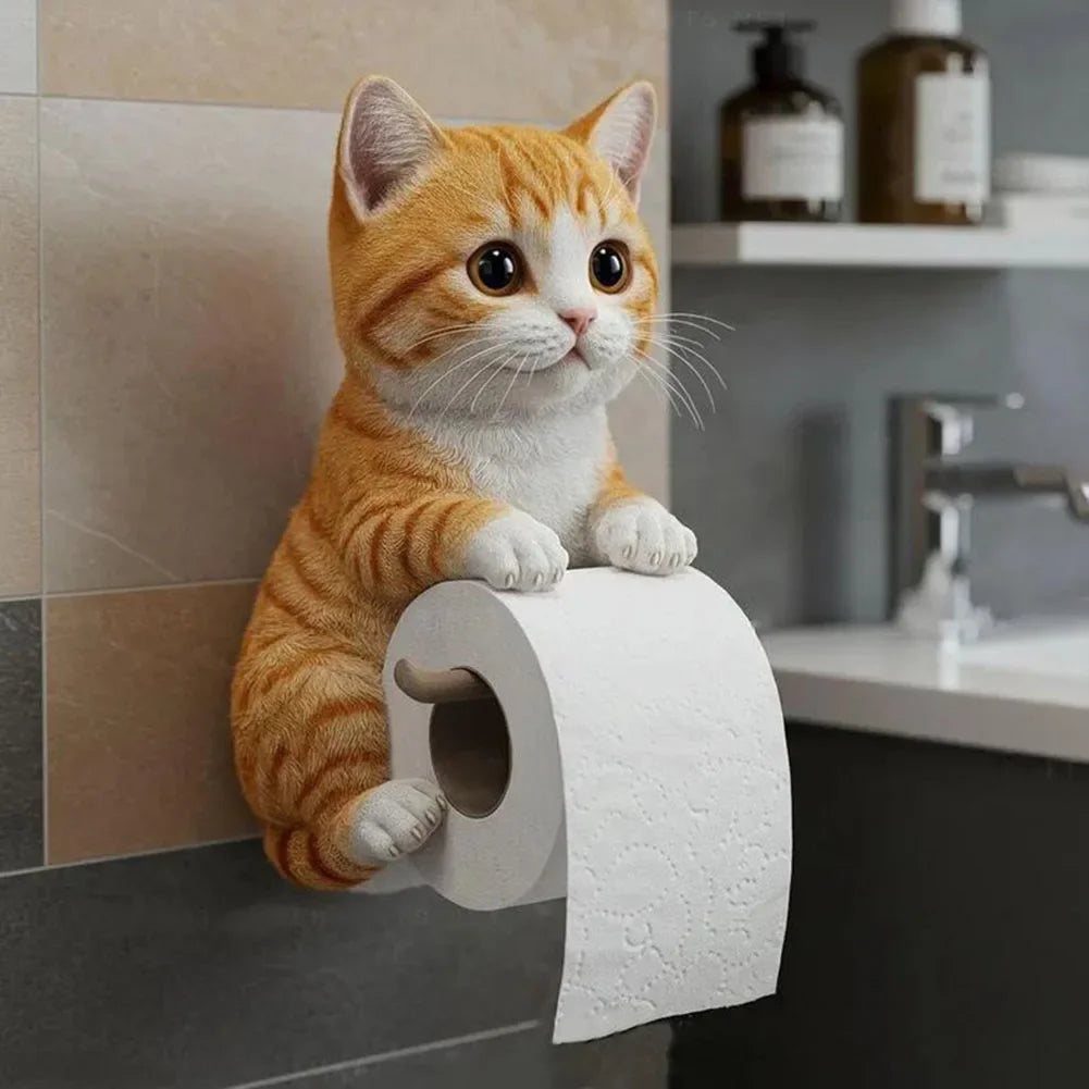 Cat Toilet Paper Holder Cat Toilet Roll Holder Wall Mounted Roll Rack Cute Dispenser