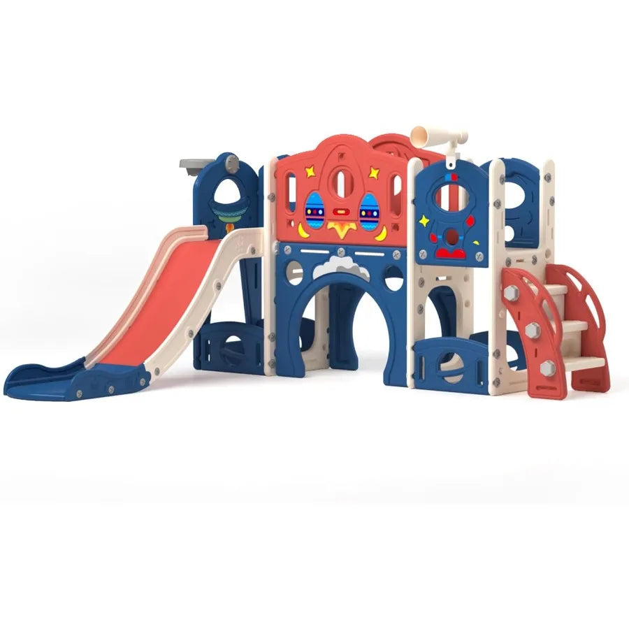 9-in-1 Castle Amusement Playground Playhouse Indoor Outdoor Playset for Toddlers Age 1-3 Backyard Climber Play Set Slide for Ba