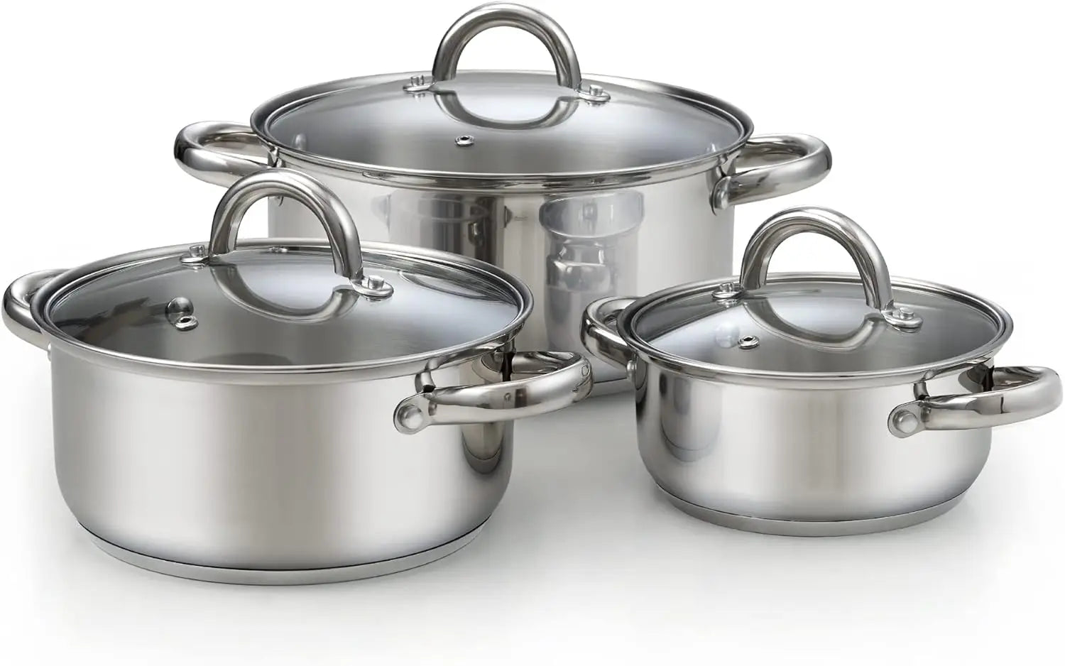 Stainless Steel Stock Pot Set with Glass Lids, 6-Piece Small Sauce Cooking Pan for Induction Stoves