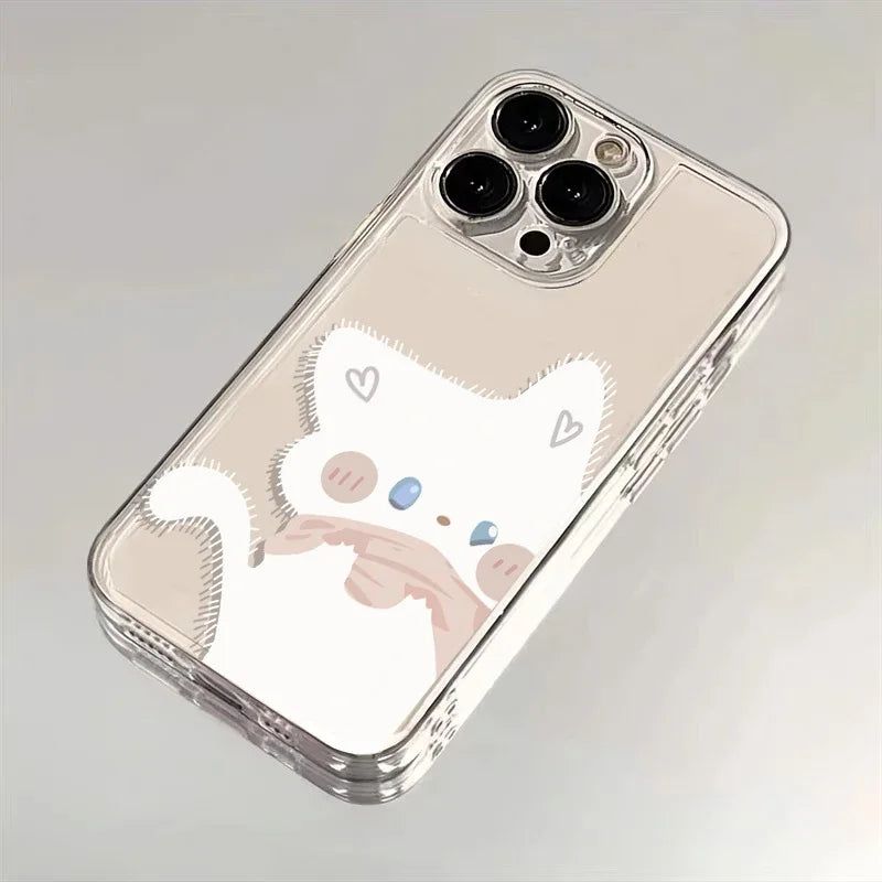 Cartoon Black White Cat Clear Cover.