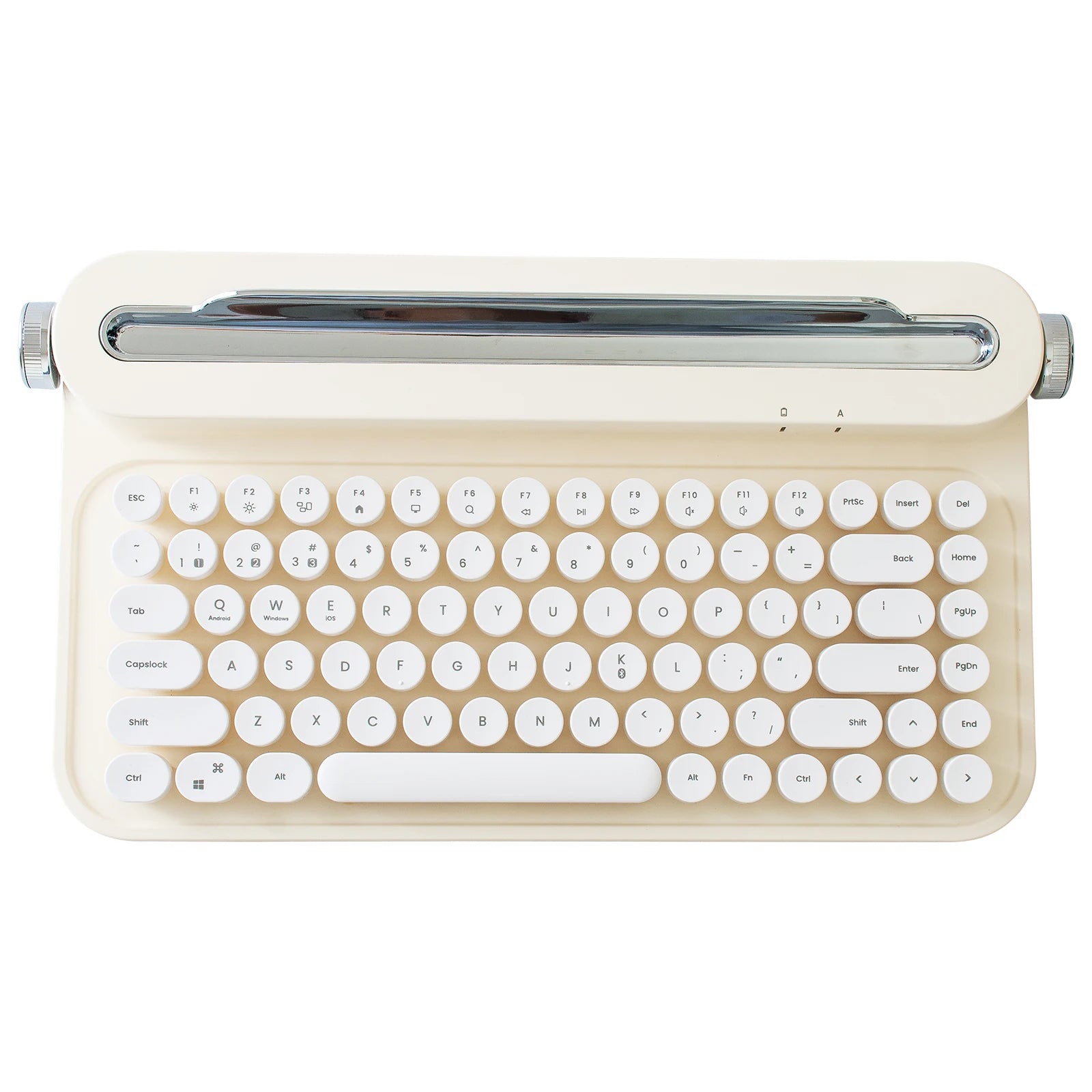 Retro Typewriter Aesthetic Keyboard, 75% Compact Wireless Keyboard with Integrated Stand for Multi-Device