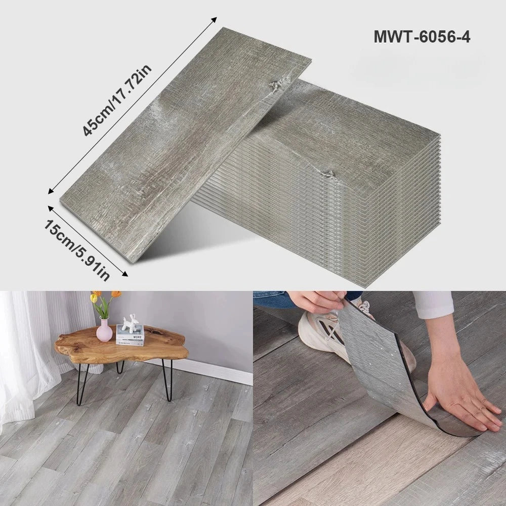 Thicken Wood Grain Floor Sticker Industrial Cement PVC Vinyl Floor Sticker Self-adhesive Waterproof Tile Sticker Home Decor