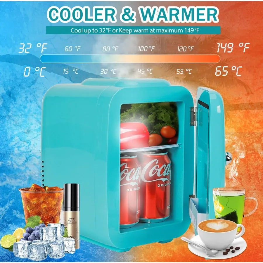 Mini Fridge 4 Liter/  Refrigerator for Bedroom 110V AC/ 12V DC Thermoelectric Cooler and Warmer for Drink Office Do