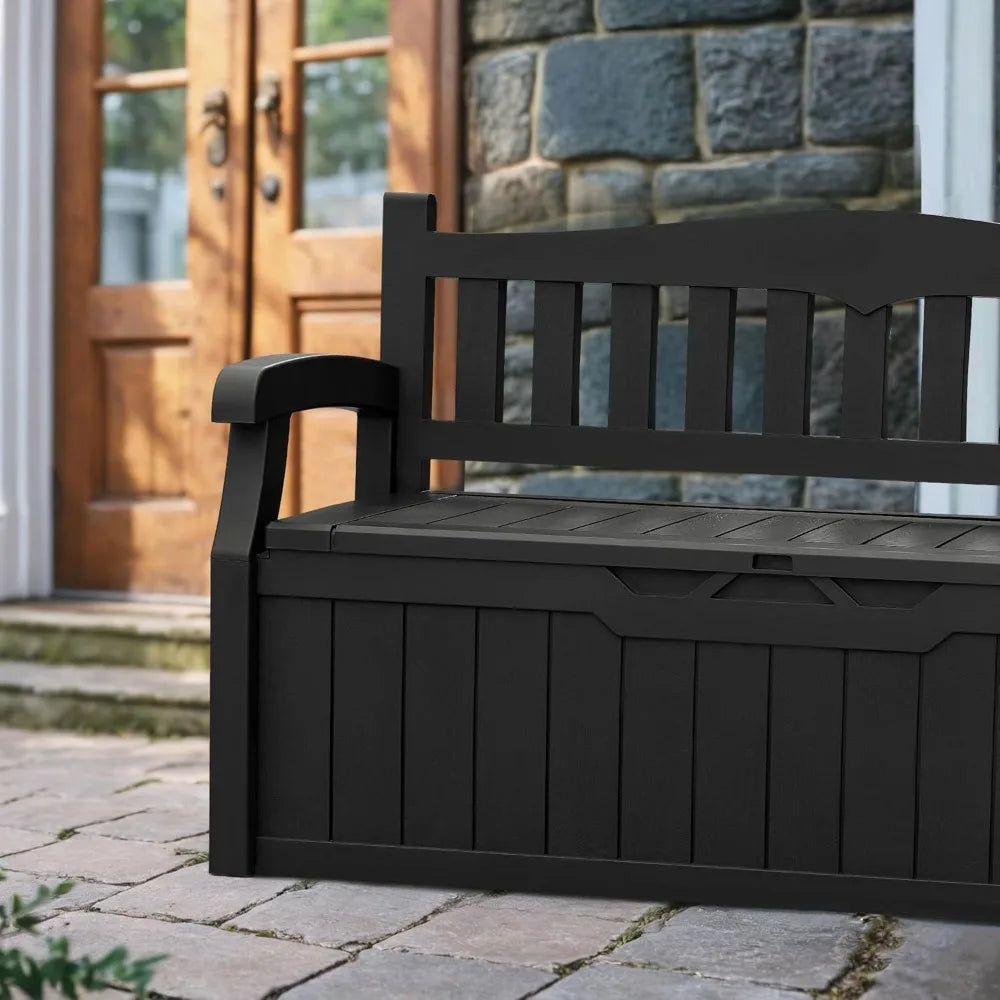 80 Gallon Storage Bench Deck Box Lockable for Patio Furniture.