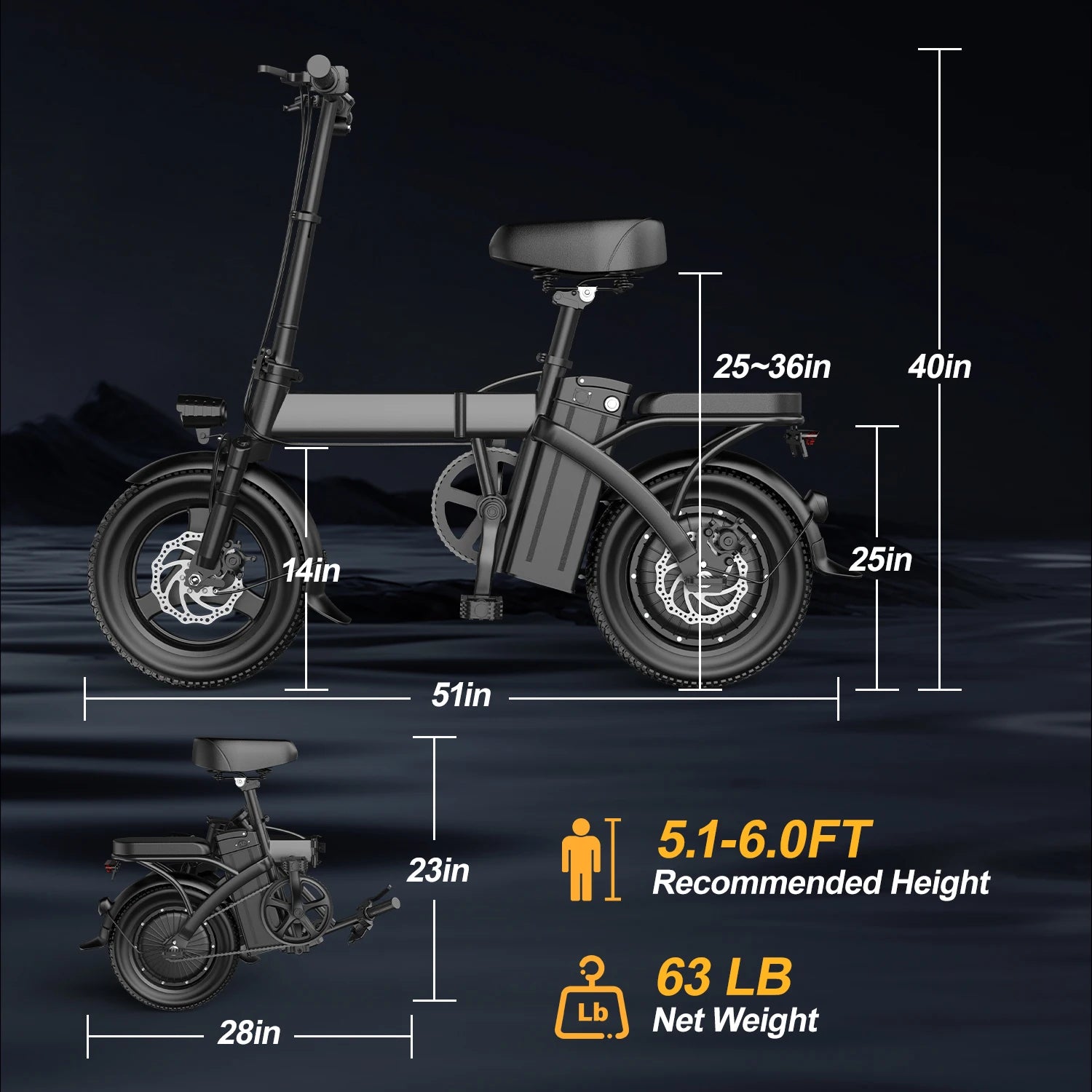 750W, 48V 480Wh, 20MPH Compact Folding Ebike With LCD Display,20-30Miles