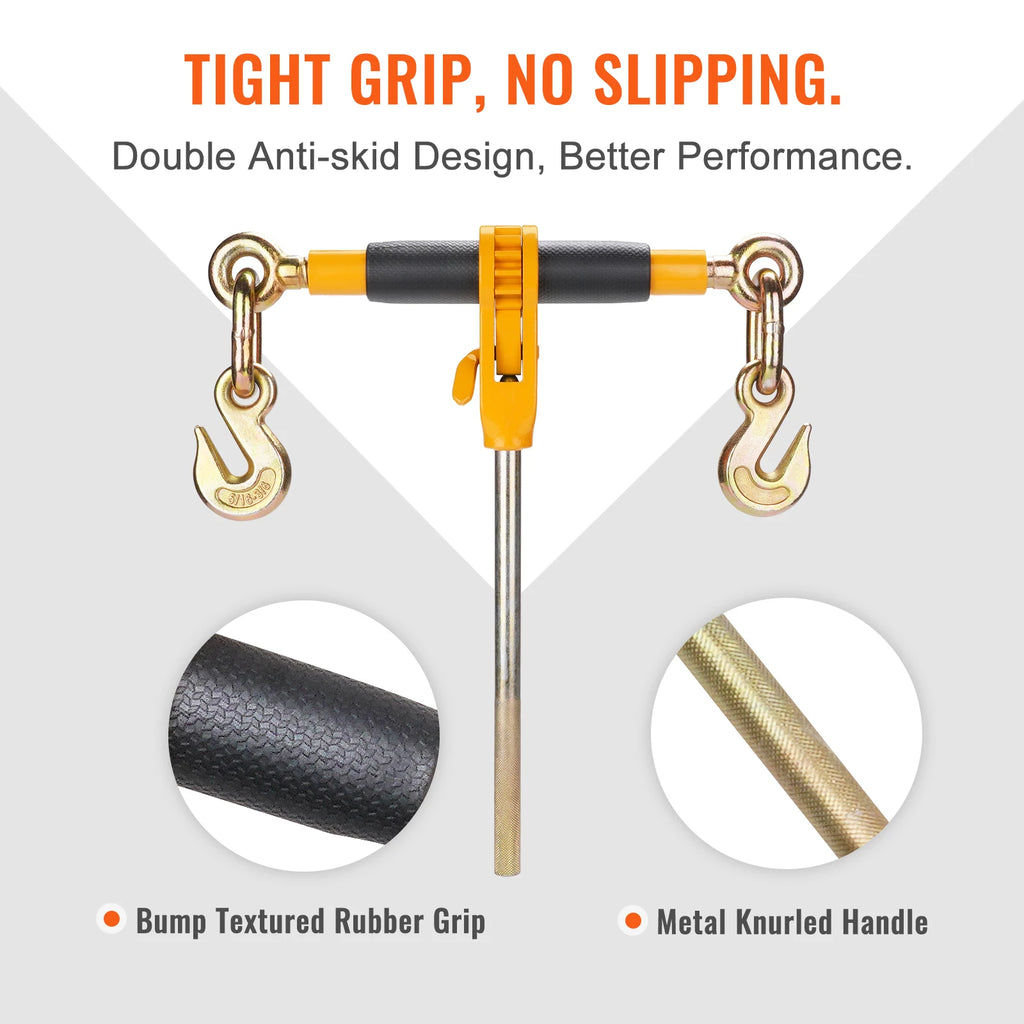 7100 lbs Ratchet Chain Binder Heavy Duty Secure Load with Anti-skid Handle Tie Down Hauling for Flatbed Truck Trailer