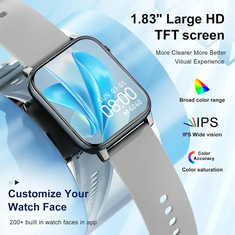 2025 New Waterproof Smart Watch Bluetooth Call Women Men Watch Voice Assistant 100+Sports Smartwatch For Android IOS