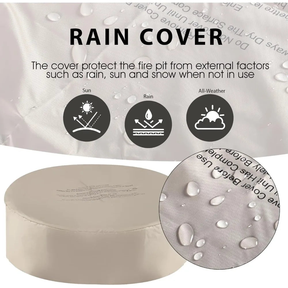 31.5 Inch Outdoor Propane Round Burner, 2 Pieces Concrete Fire Pit.