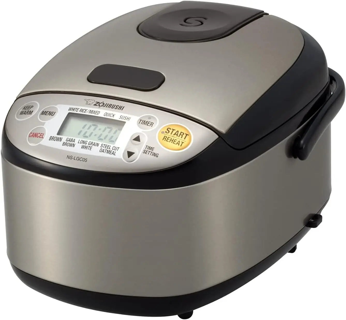 Compact 3-Cup Rice Cooker with Multiple Menu Settings, Stainless Steel, Retractable Cord & Easy Transport