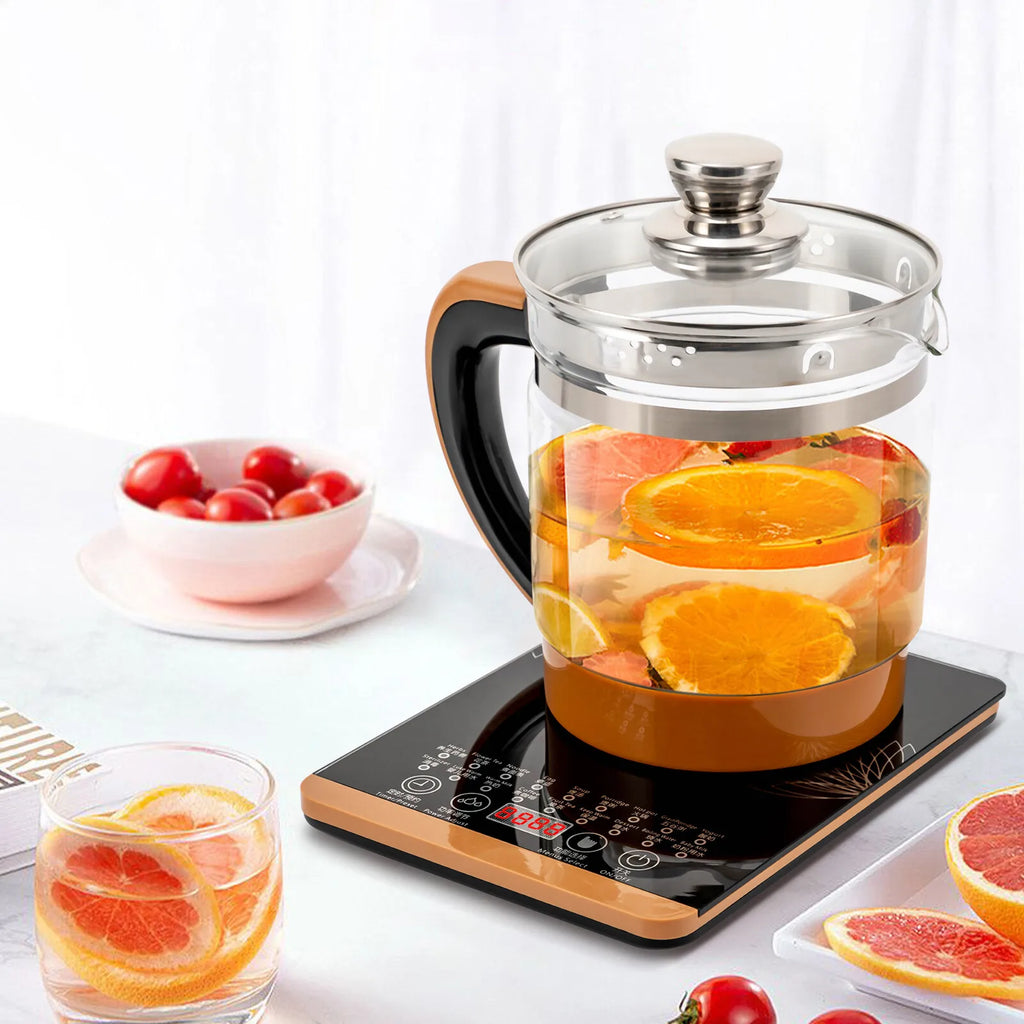 1.8L Electric Glass Kettle for Home Office Tea Maker with Removable Infuser 18 Modes Keep Warm 800W