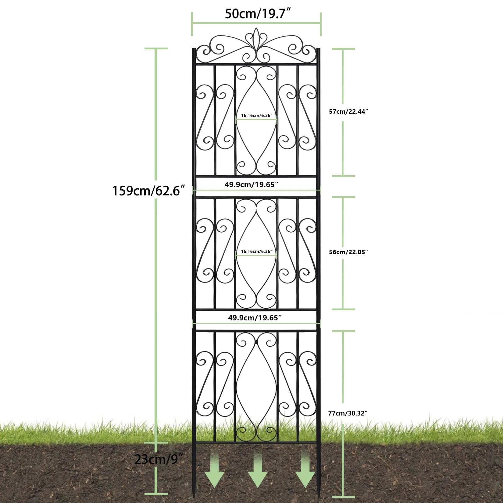 6 Panels Garden Border Trellis High Metal Climbing Plants Support Trellis.