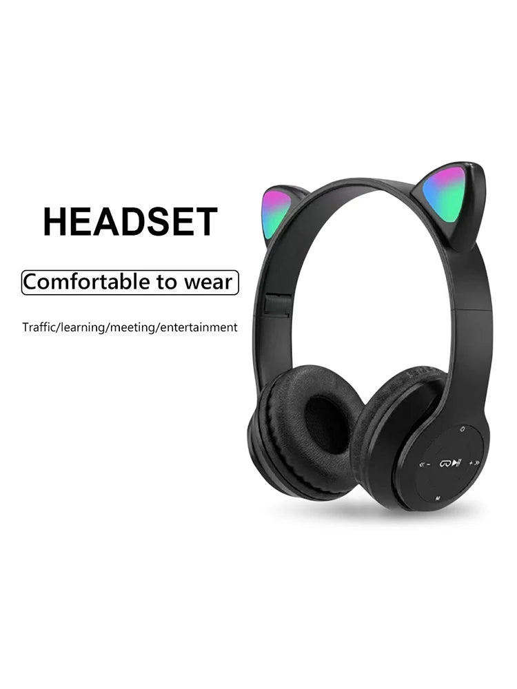 Wireless Bluetooth Headphones Cat Ear Gaming Headset.