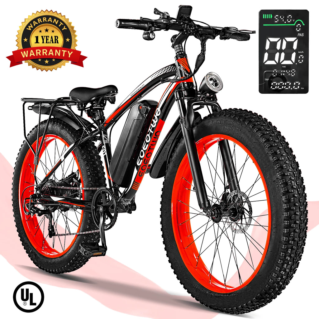 EOEOTWO E01 Electric Bike Adult 26" Fat Tire 1500W Peak Motor Electric Bicycle 34Mph Mountain E Bike 60Mile Range E Bike UL2849