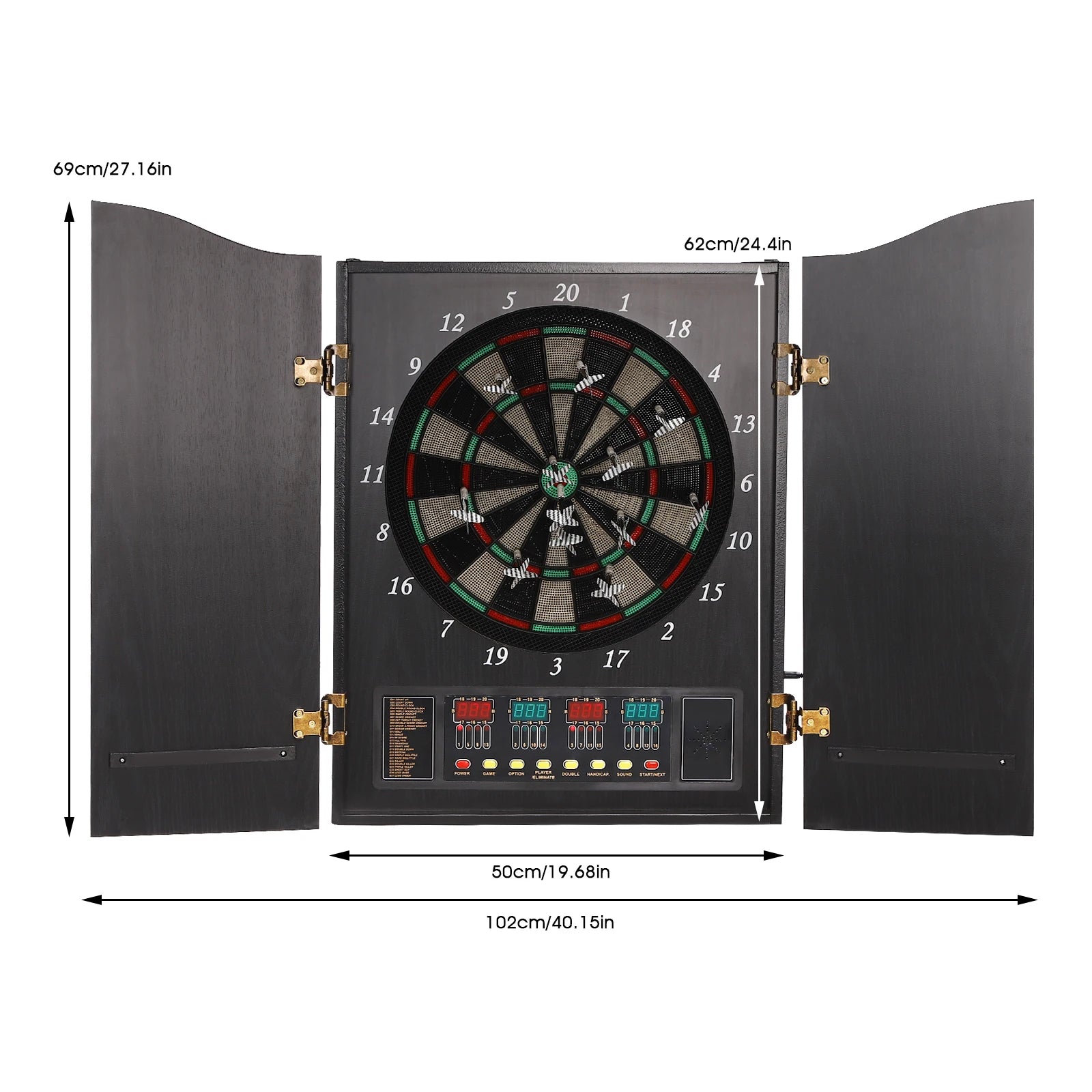 Electronic Dart Board Set with 4 LED Displays Voice Prompts 12 Darts for Home/Office/Party Game 16 Players & 243 Games CB05E