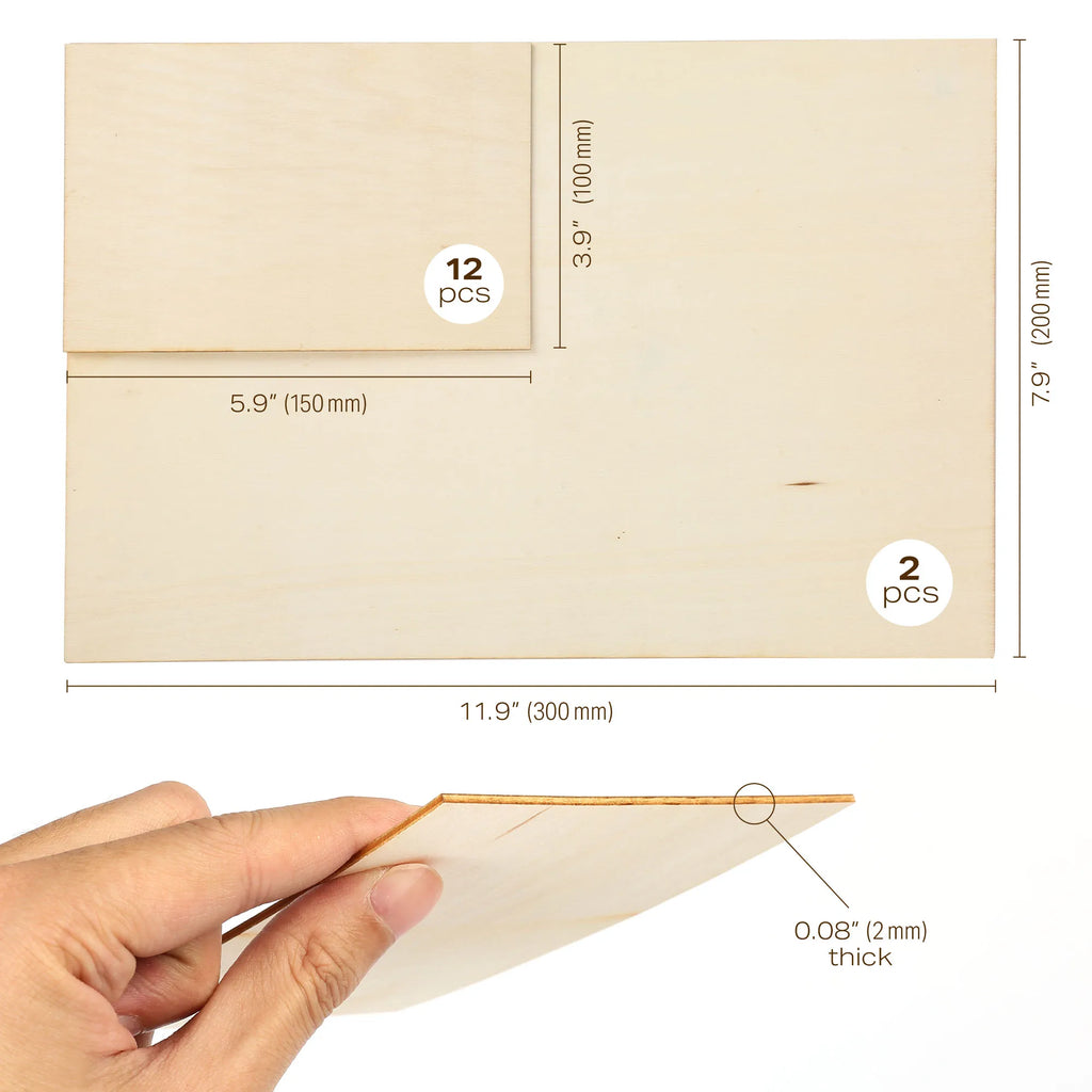 14pc Blank Plywood Unfinished Basswood Sheets for For Craft DIY.