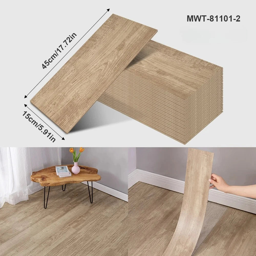Thicken Wood Grain Floor Sticker Industrial Cement PVC Vinyl Floor Sticker Self-adhesive Waterproof Tile Sticker Home Decor