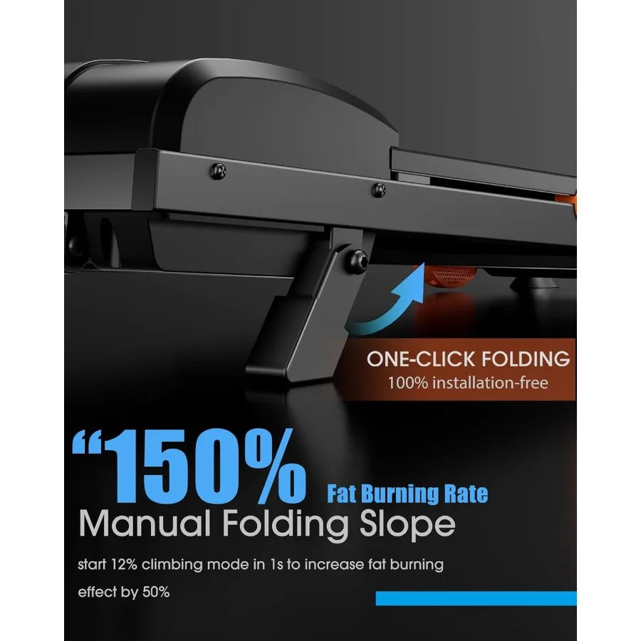 Compact Home Treadmill with Auto 15 Incline and 4.0HP Brushless Motor for Small Spaces Folding Design with 400 lbs Weight Capac